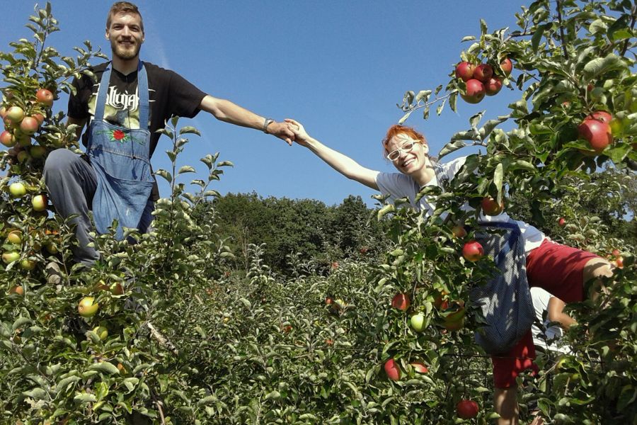 Maja in Boštjan v sadovnjaku