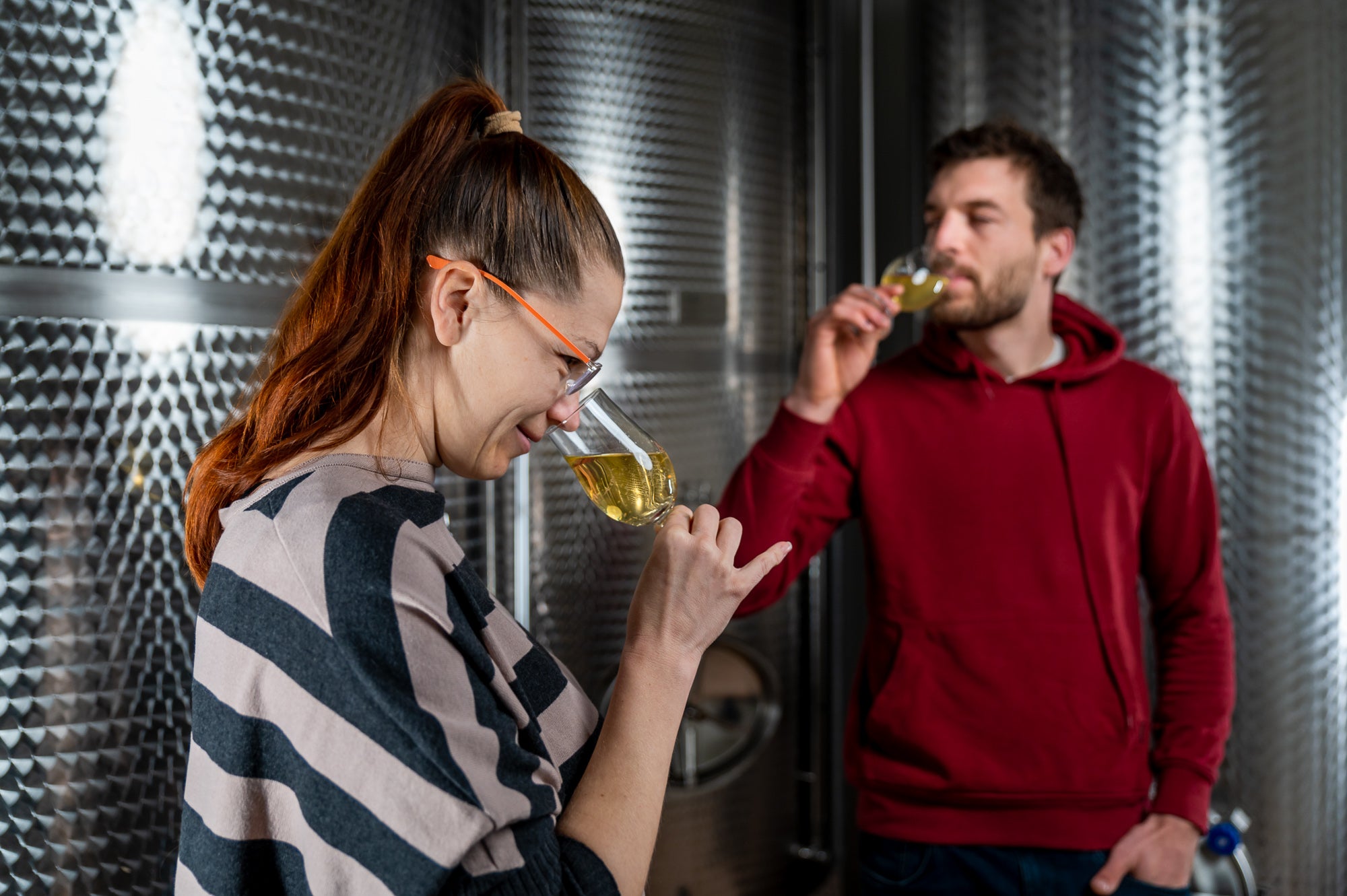 Maja and Boštjan tasting the cider