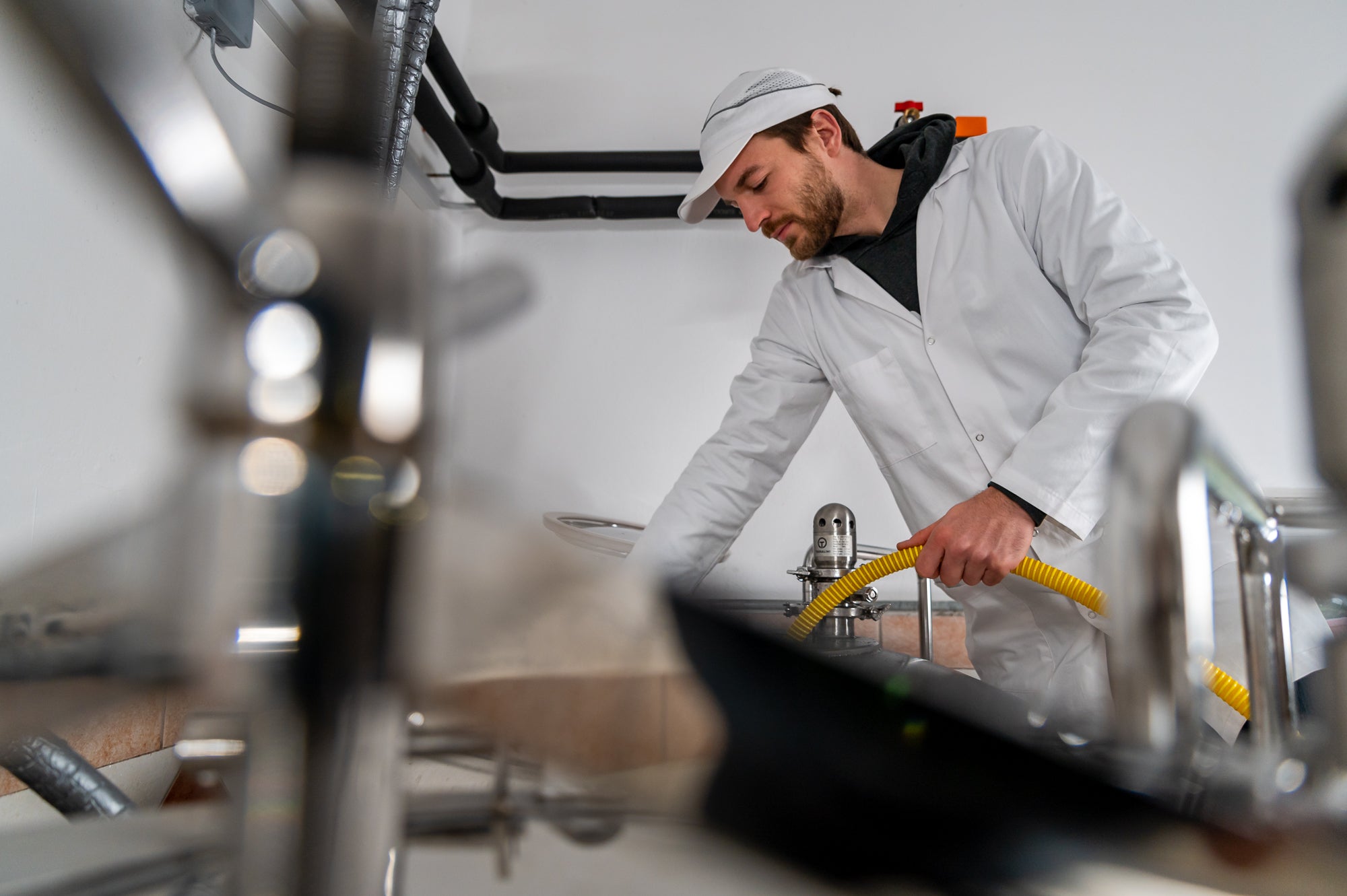 Boštjan oversees the living organisms in the developing cider
